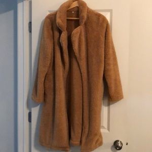 Camel colored fuzzy coat